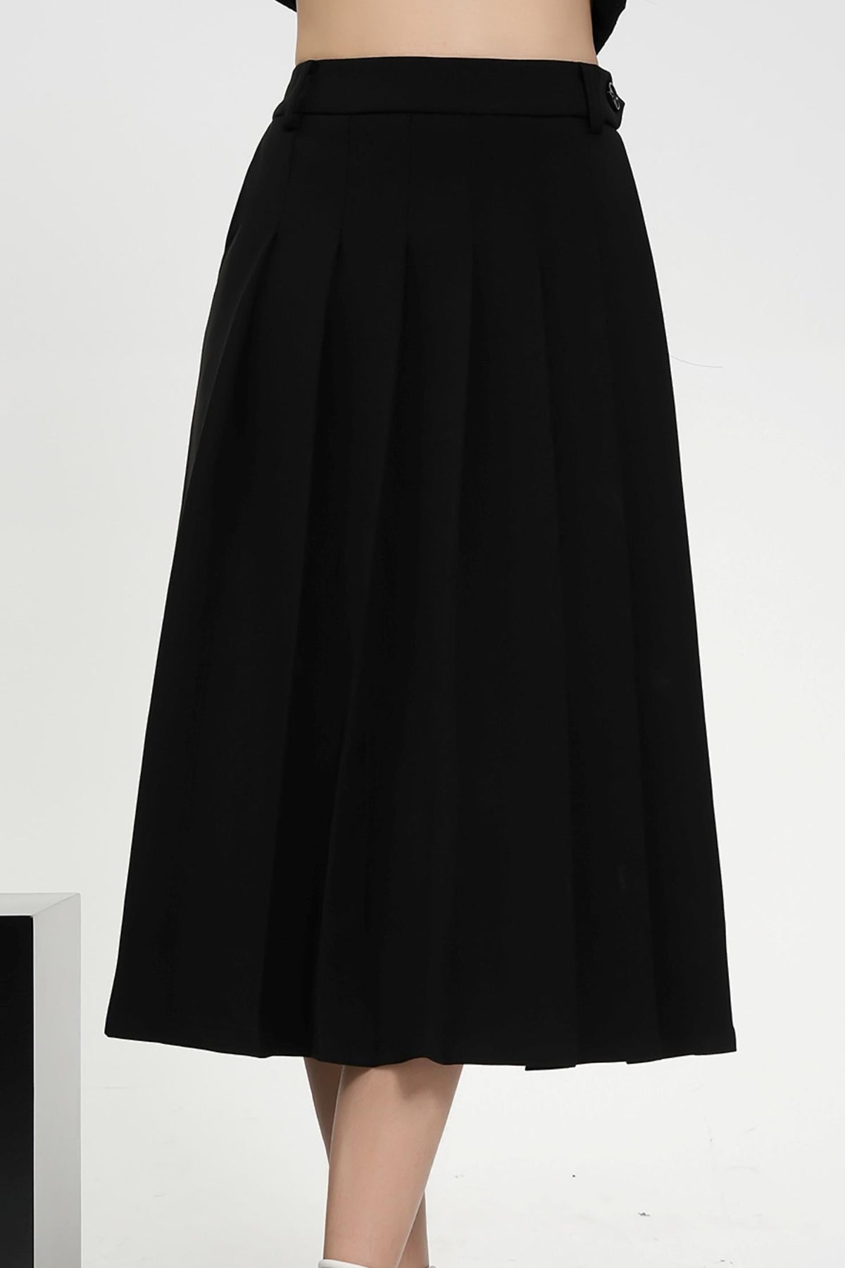 High-Waisted A-Line Pleated Skirt