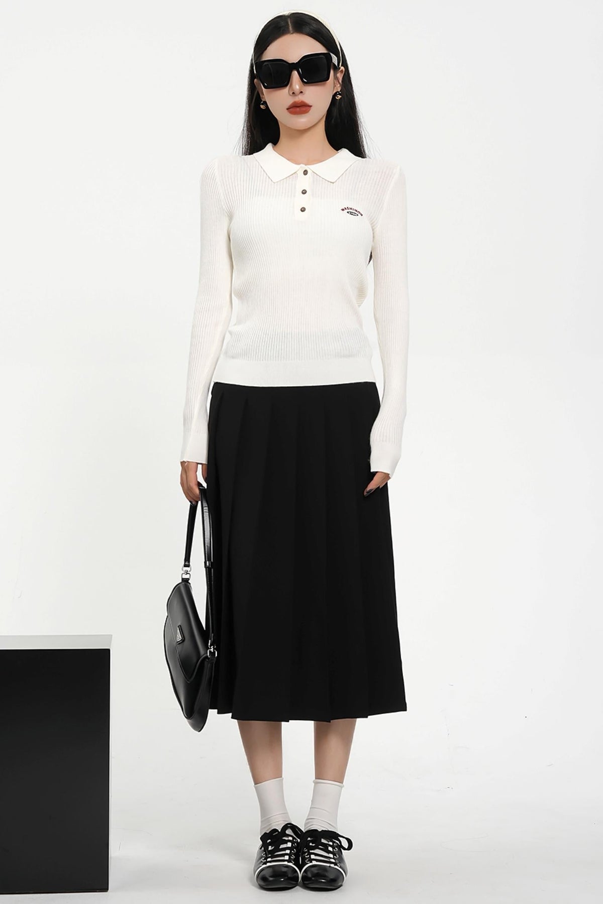 High-Waisted A-Line Pleated Skirt