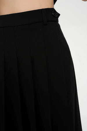 High-Waisted A-Line Pleated Skirt