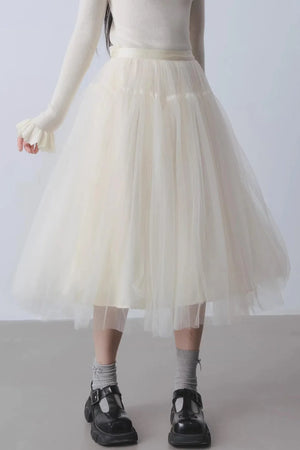 High-Waisted Beige Tutu Skirt