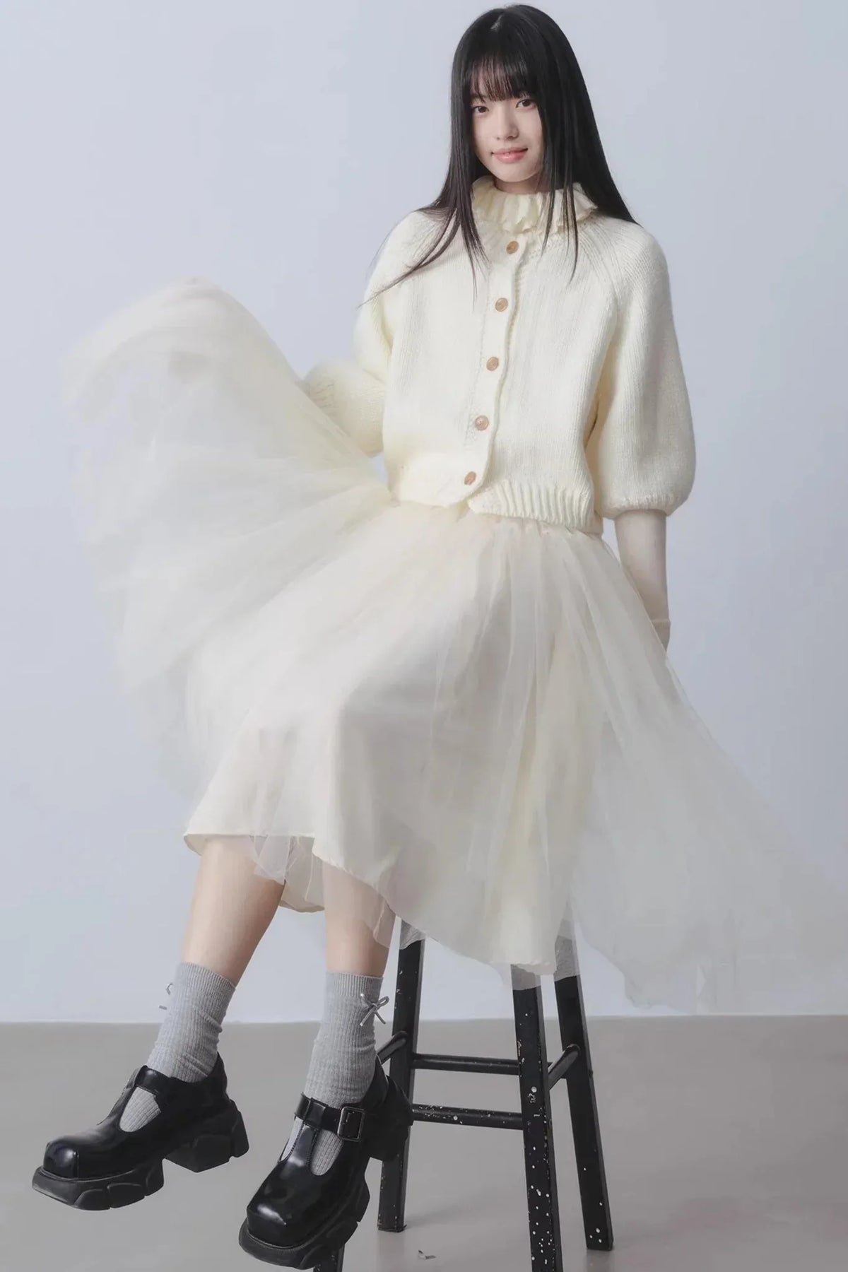 High-Waisted Beige Tutu Skirt