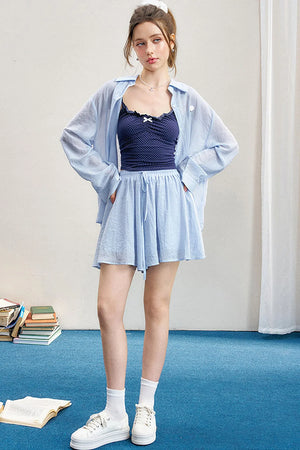 High-Waisted Camisole Shirt Skirt Set-Up