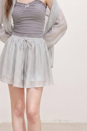 High-Waisted Camisole Shirt Skirt Set-Up