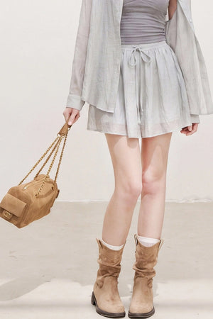 High-Waisted Camisole Shirt Skirt Set-Up