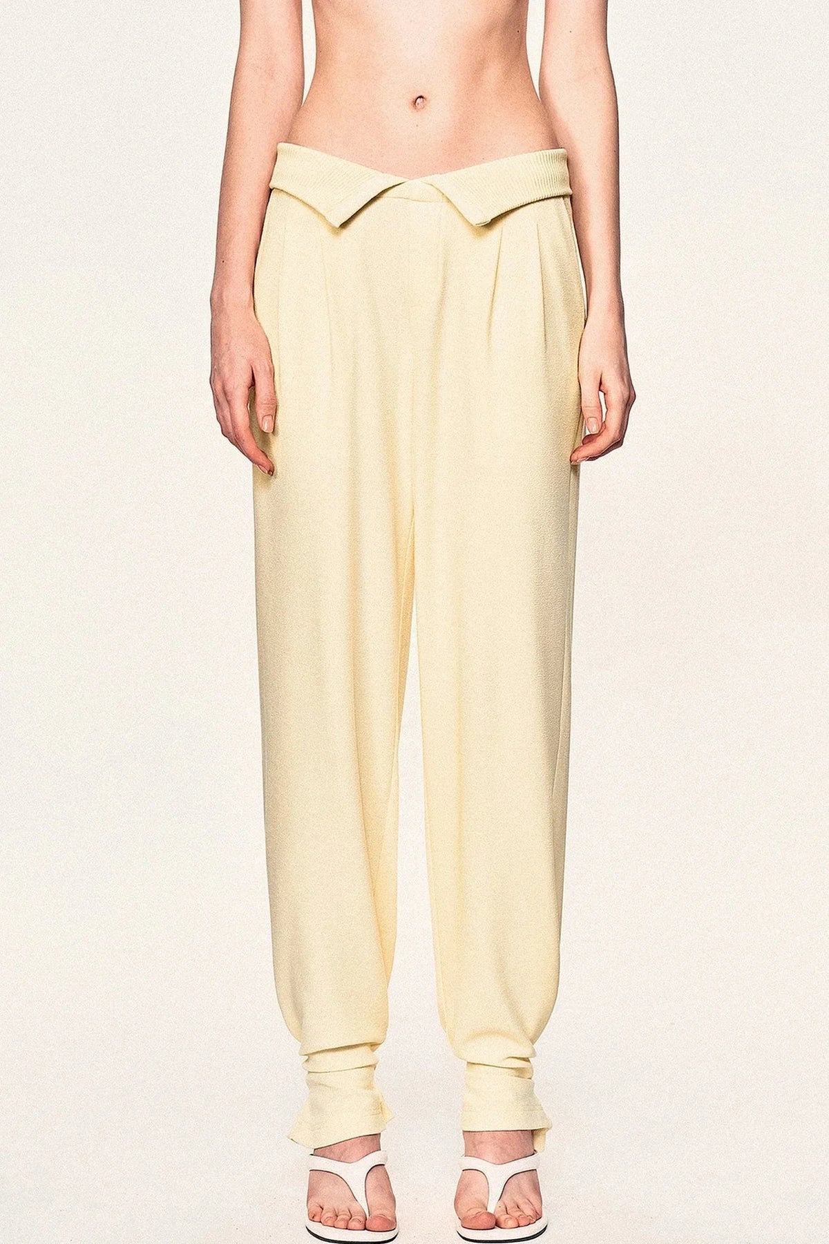 High-Waisted Fold-Over Waist Knit Pants