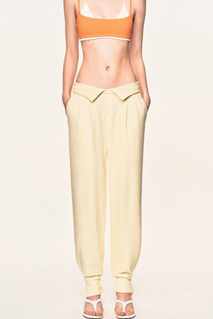 High-Waisted Fold-Over Waist Knit Pants