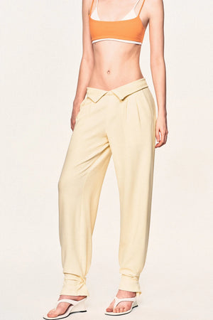 High-Waisted Fold-Over Waist Knit Pants