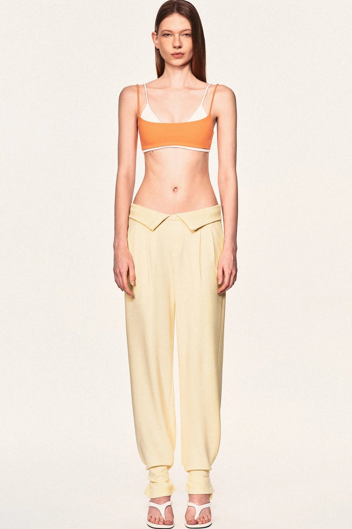 High-Waisted Fold-Over Waist Knit Pants
