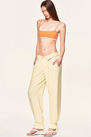 High-Waisted Fold-Over Waist Knit Pants