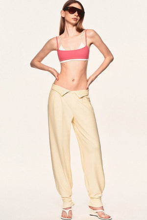 High-Waisted Fold-Over Waist Knit Pants