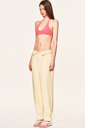 High-Waisted Fold-Over Waist Knit Pants