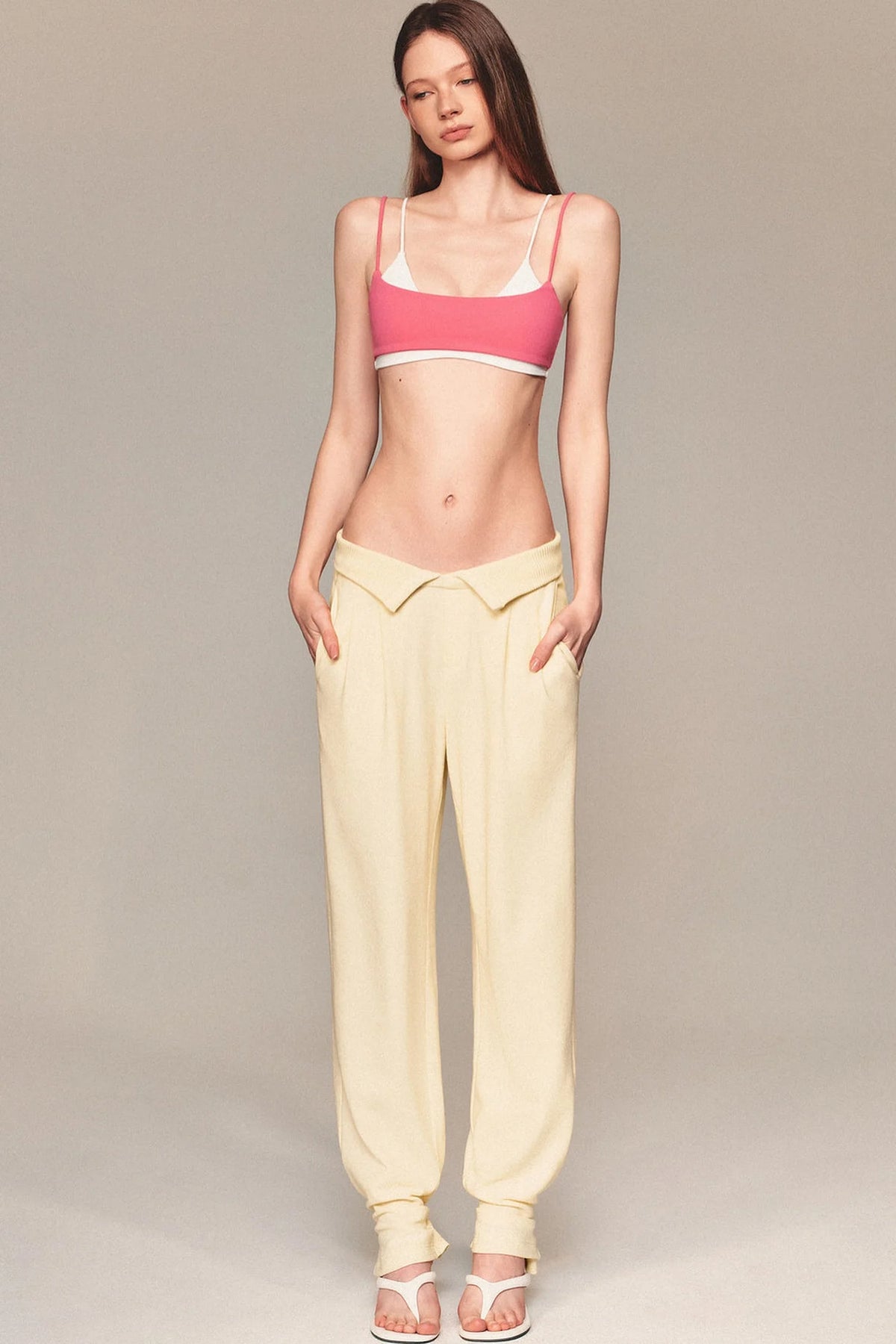 High-Waisted Fold-Over Waist Knit Pants