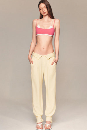 High-Waisted Fold-Over Waist Knit Pants