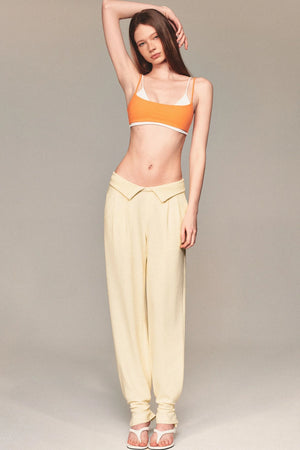 High-Waisted Fold-Over Waist Knit Pants