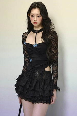 High-Waisted Jacquard Short Skirt