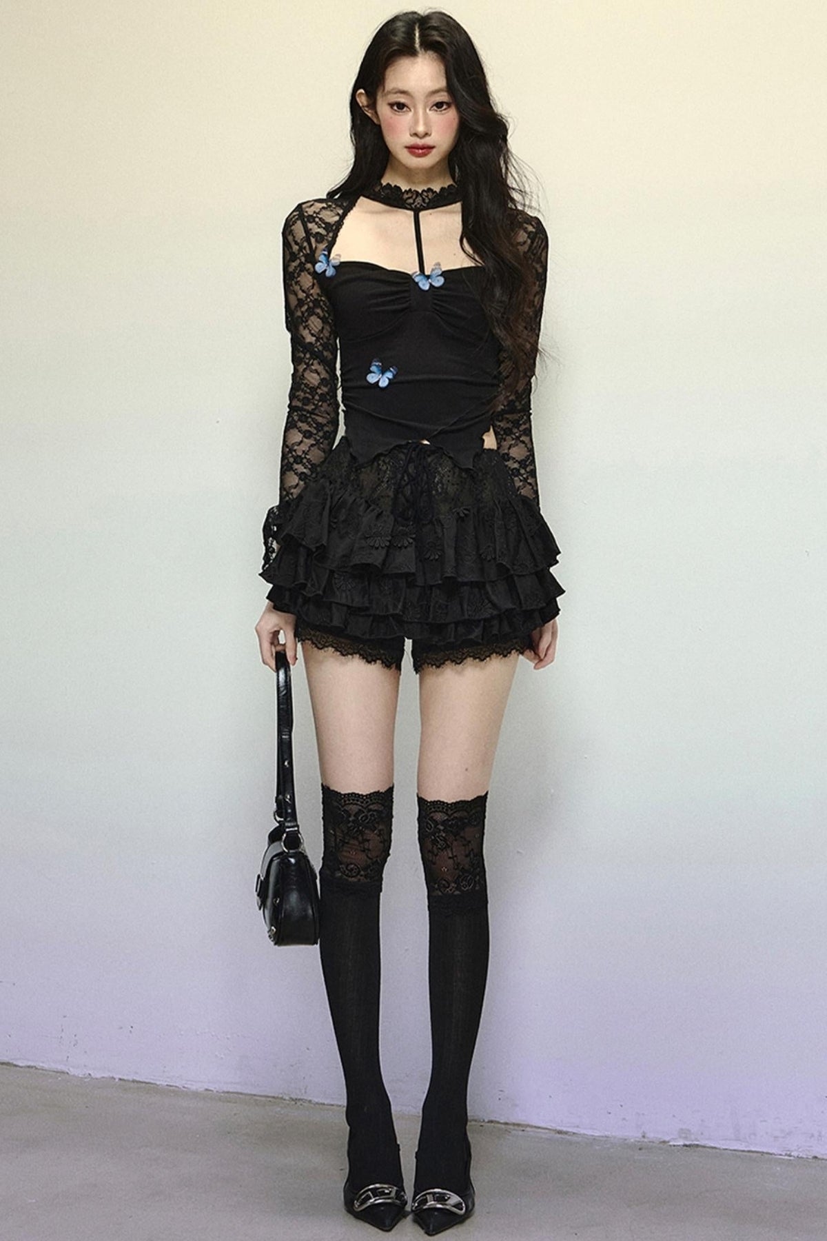 High-Waisted Jacquard Short Skirt