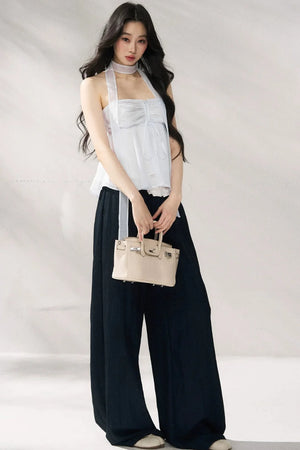 High-Waisted Loose Casual Pants