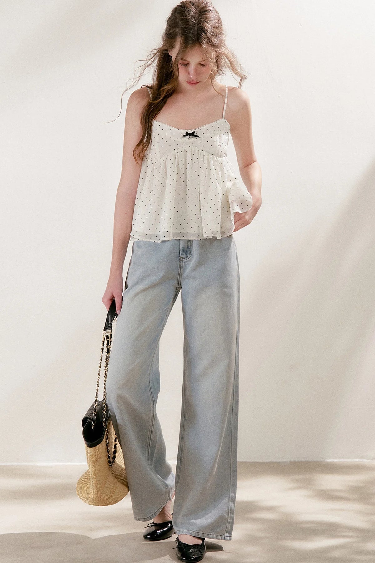 High-Waisted Lyocell Cotton Wide-Leg Jeans