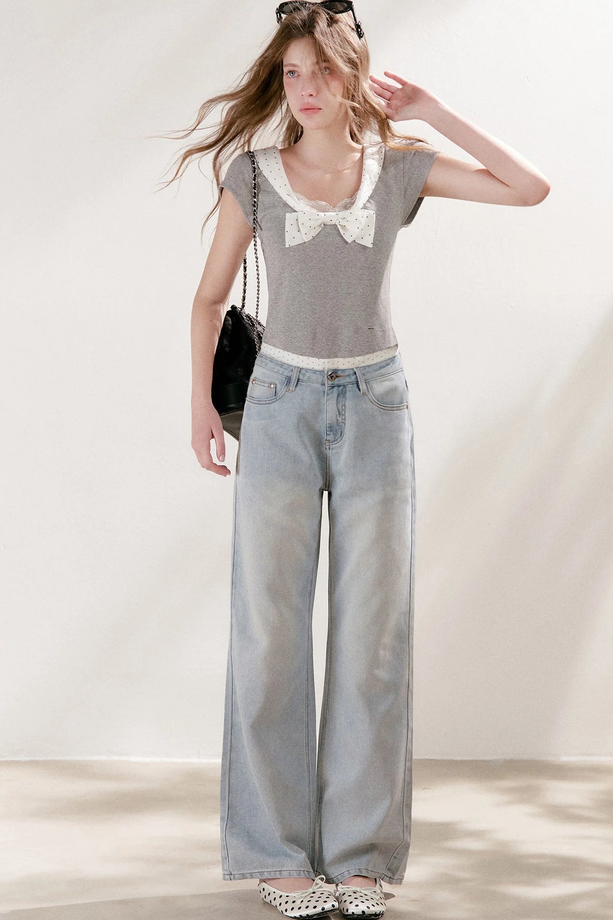 High-Waisted Lyocell Cotton Wide-Leg Jeans