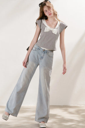 High-Waisted Lyocell Cotton Wide-Leg Jeans