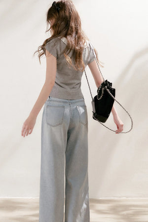 High-Waisted Lyocell Cotton Wide-Leg Jeans