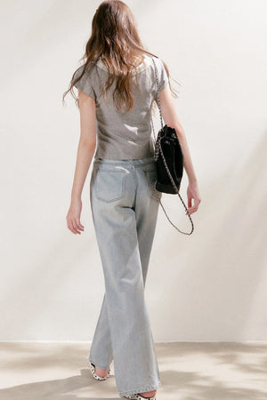 High-Waisted Lyocell Cotton Wide-Leg Jeans