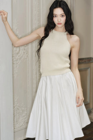 High-Waisted Pleated A-Line Skirt