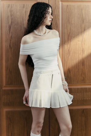 High-Waisted Pleated Mini Skirt