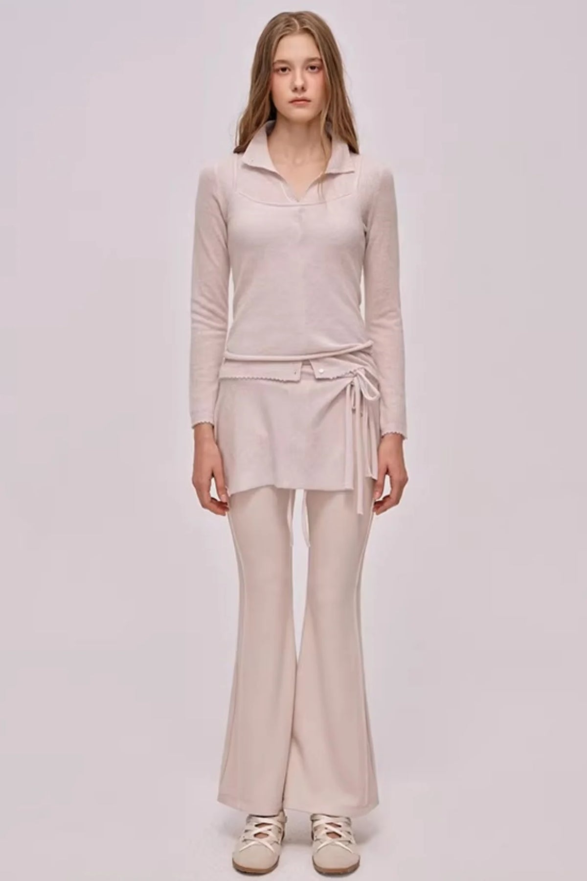 High-Waisted Ribbed Flared Pants