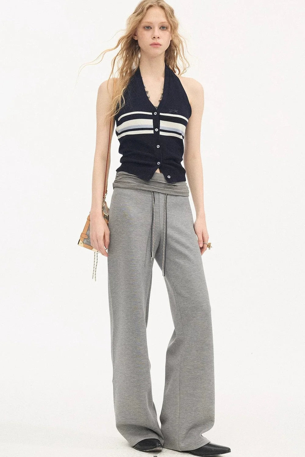 High-Waisted Slim Casual Pants