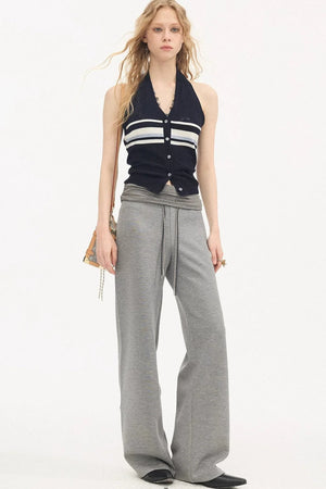 High-Waisted Slim Casual Pants
