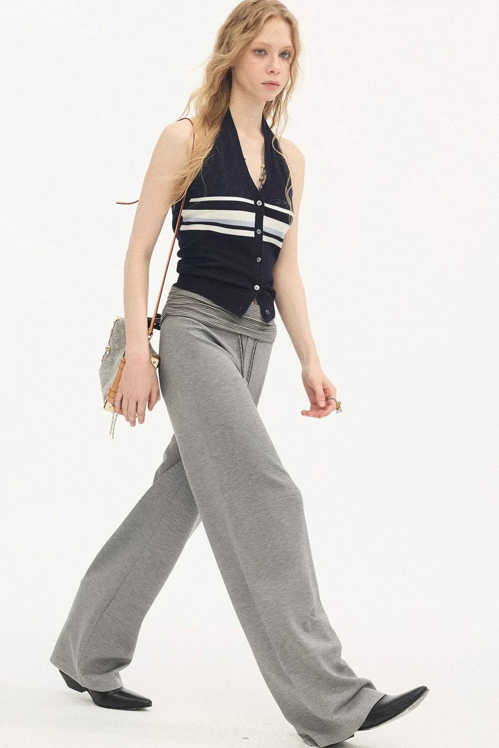 High-Waisted Slim Casual Pants