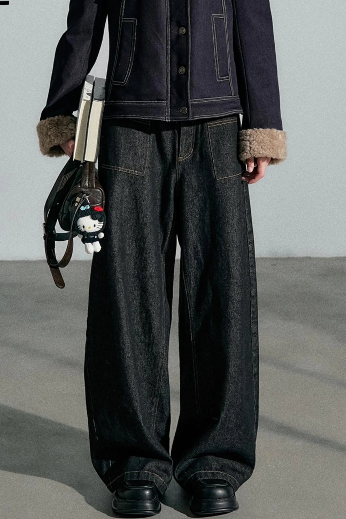 High-Waisted Slimming Denim Trousers