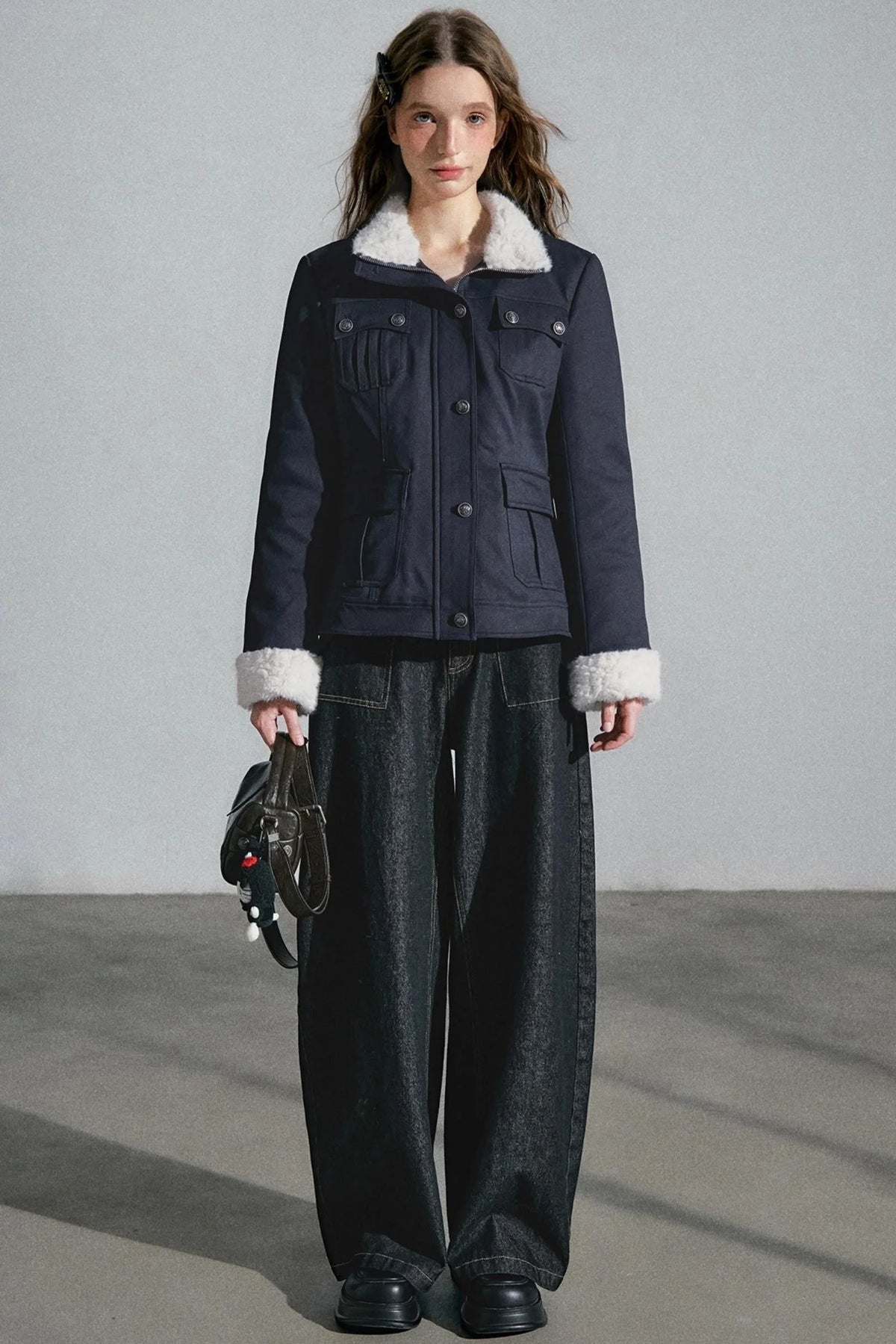 High-Waisted Slimming Denim Trousers