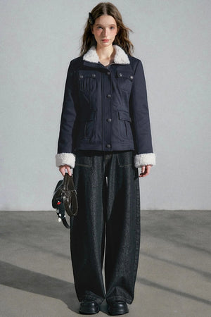 High-Waisted Slimming Denim Trousers