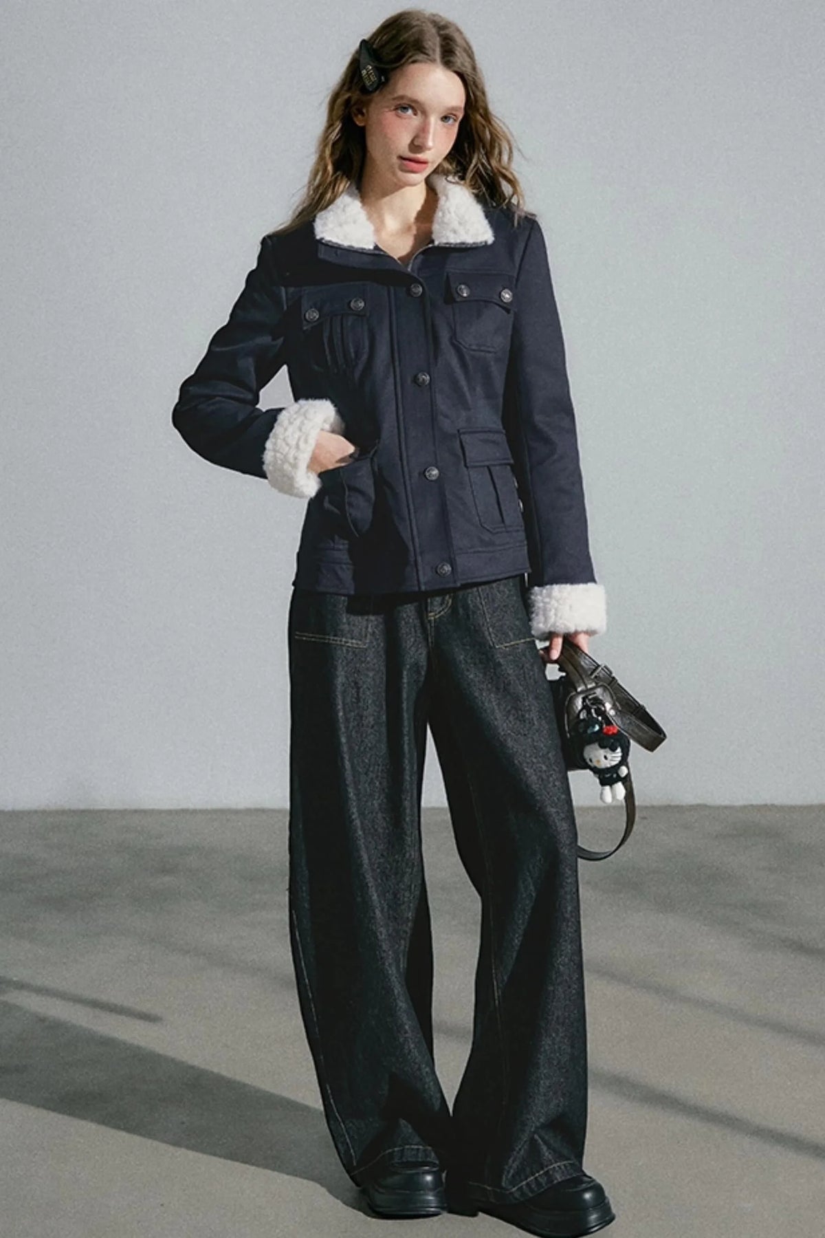 High-Waisted Slimming Denim Trousers