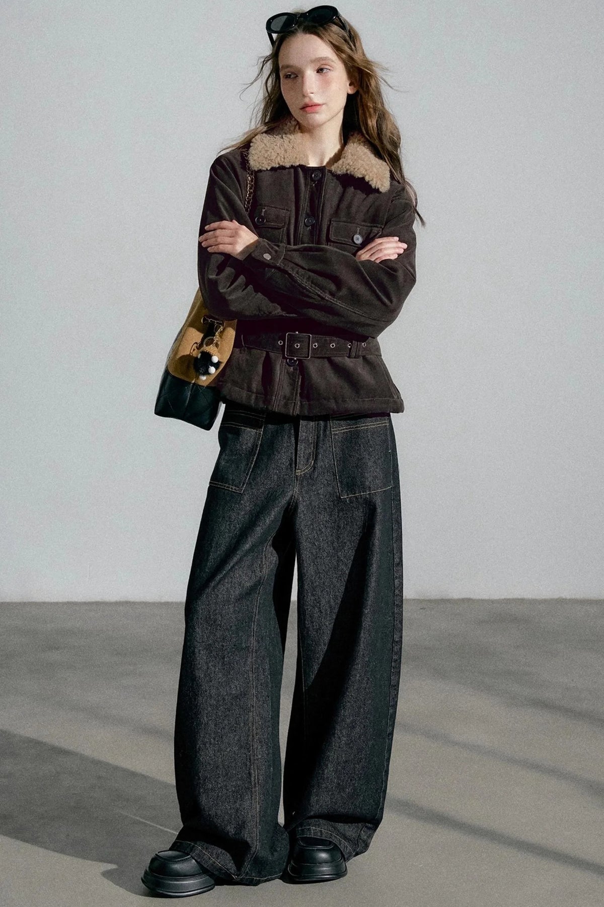High-Waisted Slimming Denim Trousers
