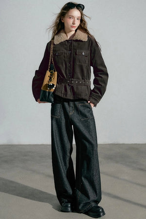 High-Waisted Slimming Denim Trousers