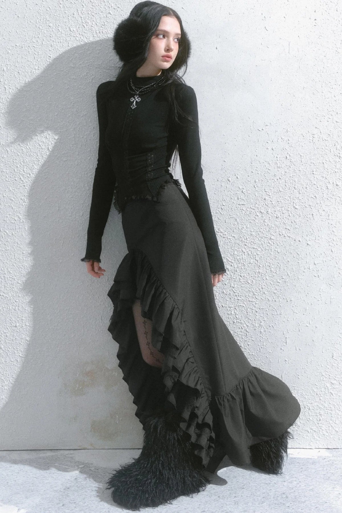 High-Waisted Slimming Long Skirt