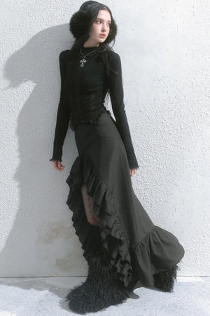 High-Waisted Slimming Long Skirt