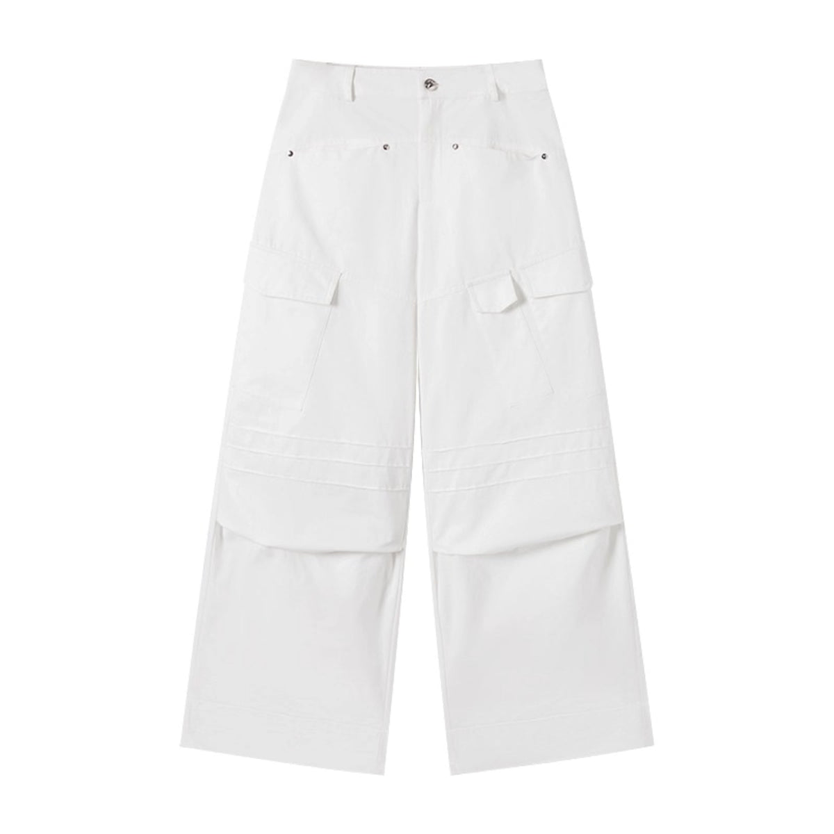 High-Waisted Solid Color Wide-Leg Trousers