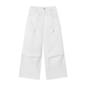 High-Waisted Solid Color Wide-Leg Trousers