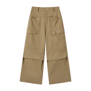 High-Waisted Solid Color Wide-Leg Trousers