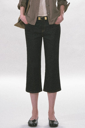 High-Waisted Straight-Leg Washed Jeans