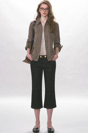 High-Waisted Straight-Leg Washed Jeans