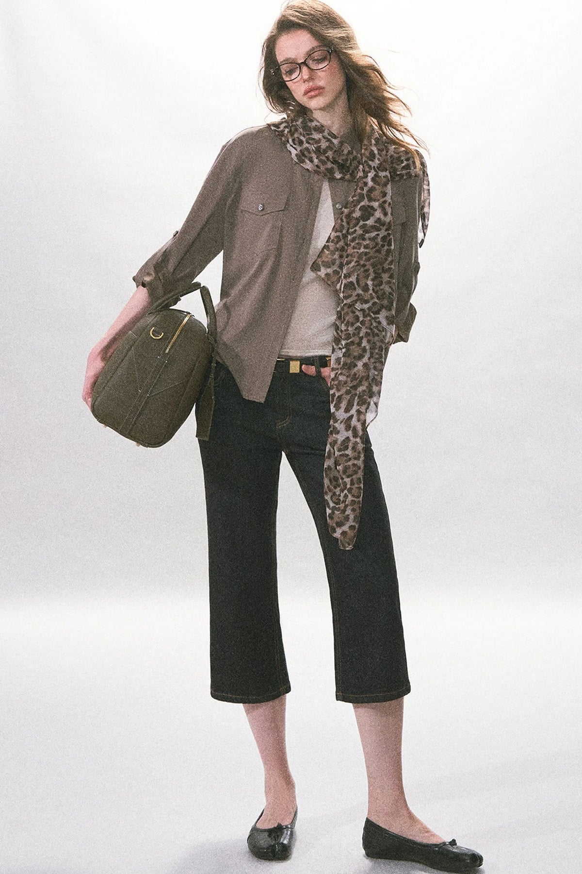 High-Waisted Straight-Leg Washed Jeans