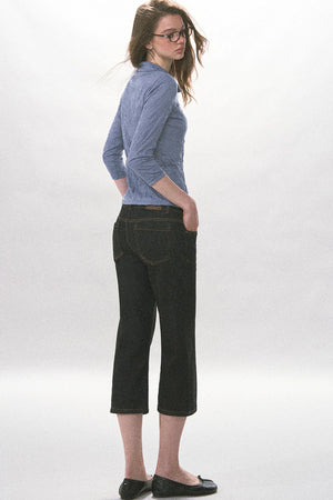 High-Waisted Straight-Leg Washed Jeans