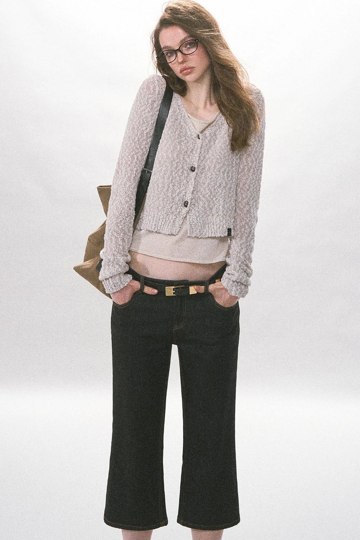 High-Waisted Straight-Leg Washed Jeans