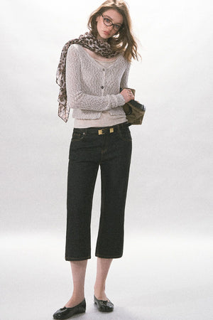 High-Waisted Straight-Leg Washed Jeans