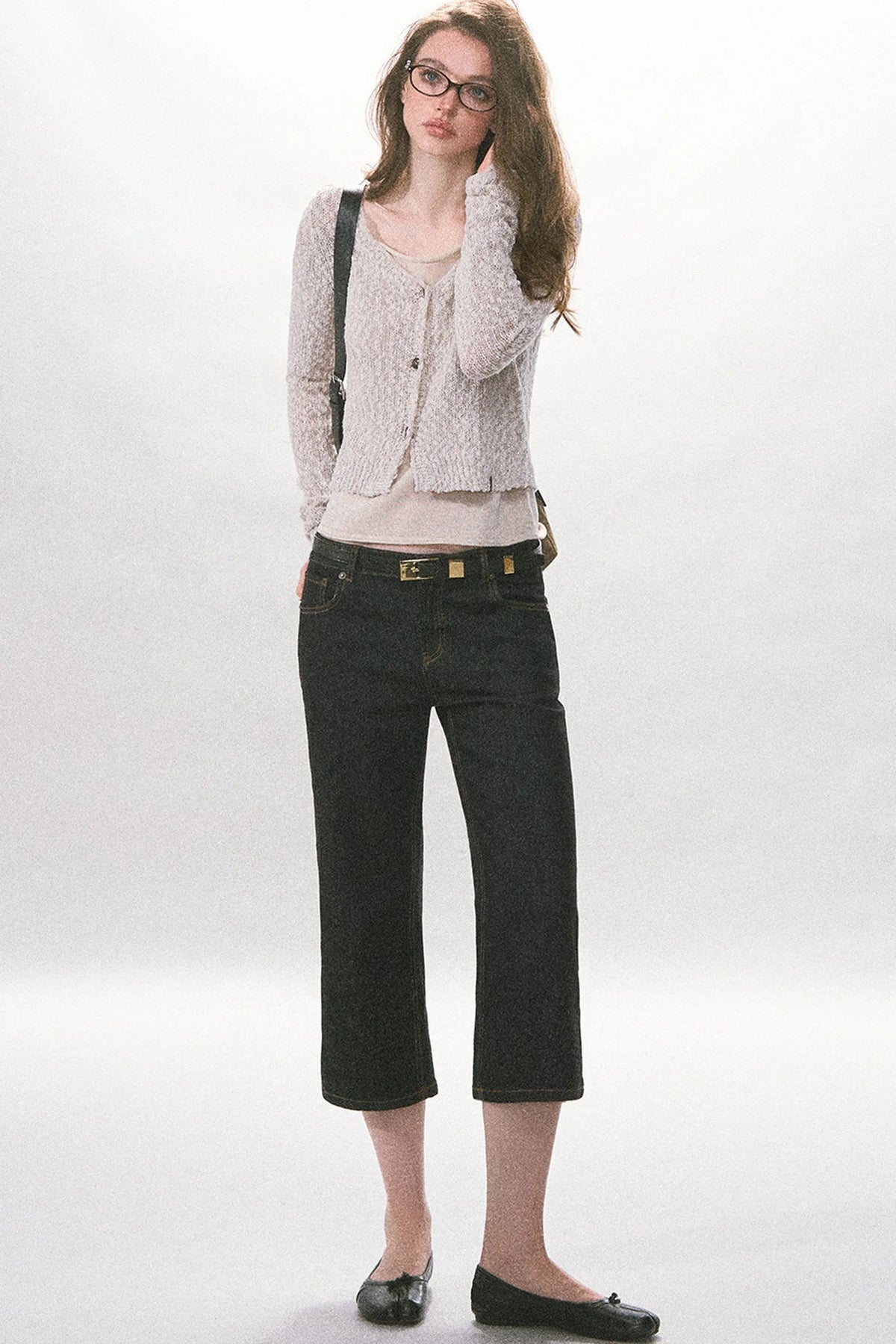 High-Waisted Straight-Leg Washed Jeans